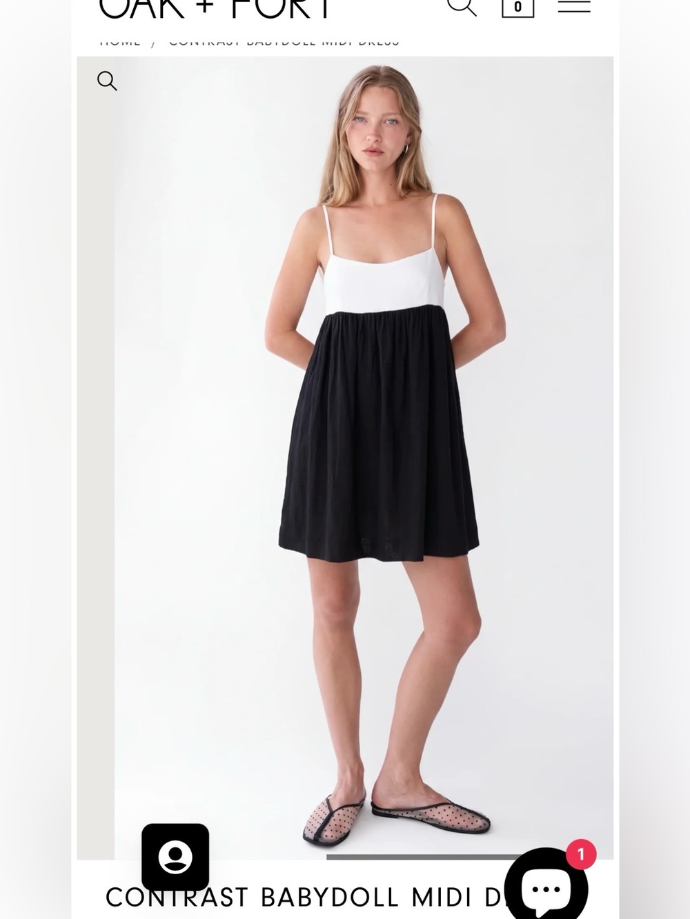 OAK + FORT Black and White Contrast Babydoll Dress